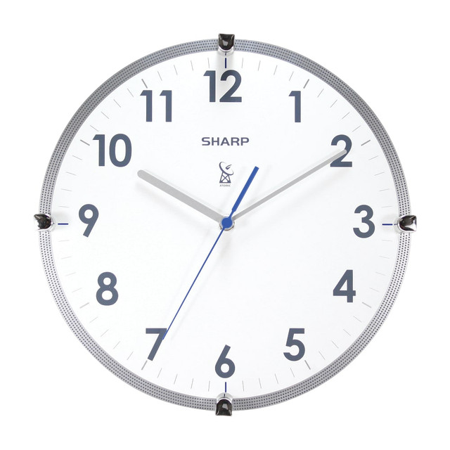 SHARP ELECTRONICS CORPORATION SPC876 Sharp Atomic Round Wall Clock, 11in, White/Silver