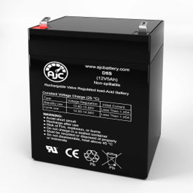 Battery Clerk LLC AJC® GE Caddx 60680 Alarm Replacement Battery 5Ah 12V F1 p/n AJC-D5S-J-0-186230