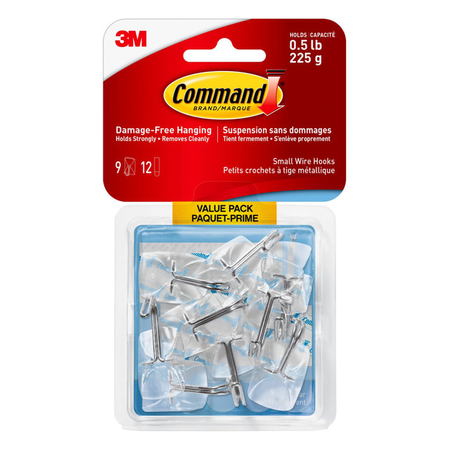 3M CO 17067CLR-9ES Command Small Wire Hooks, 9 Hooks, 12 Clear Adhesive Strips, Damage Free Hanging Picture Hangers, No Tools Wall Hanging Strips For Living Spaces 3M CO 17067CLR-9ES Command Small Wire Hooks, 9 Hooks, 12 Clear Adhesive Strips, Damage Free Hanging Picture Hangers, No Tools Wall Hanging Strips For Living Spaces