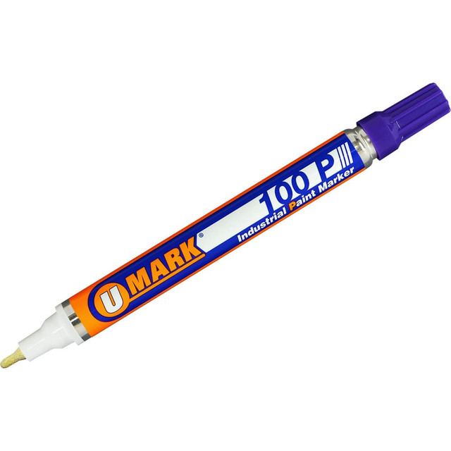 U-Mark 10212FL Markers & Paintsticks; Marker Type: Liquid Paint Marker; Tip Shape: Bullet; Color: Violet; Ink Type: Oil Base; Tip Type: Fine Line; For Use On: Dry or Damp Wood; Tape; Glass; Rusty and Oily Metal; Wax Cartons; Ceramic; Tile; Plastic; C