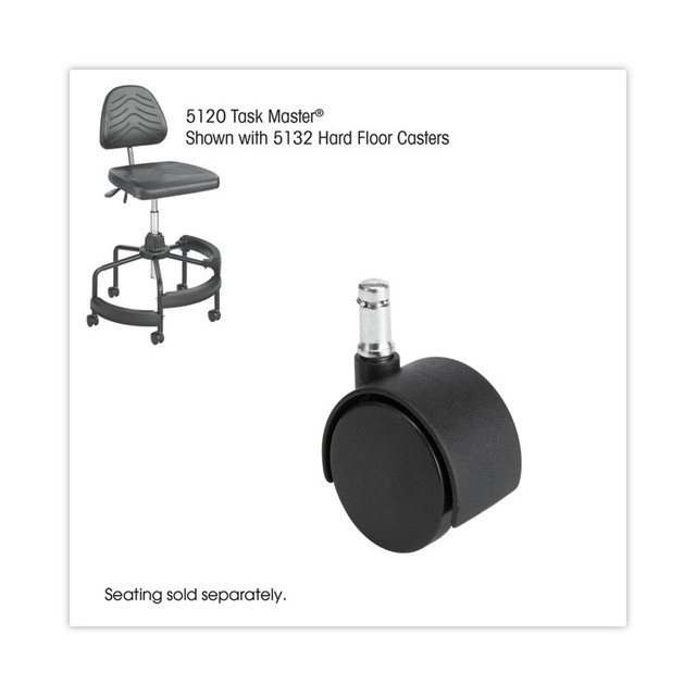 SAFCO PRODUCTS 5132 TaskMaster Hard Floor Casters, Grip Ring Stem, 2" Wheel, Black, 5/Set