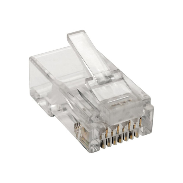 TRIPP LITE N230-100-STR  Cat6 RJ45 Modular Plug for Round Stranded UTP Conductor 4-Pair, 100 Pack - Network connector - RJ-45 (M) - UTP - CAT 6 - round, stranded - clear (pack of 100)