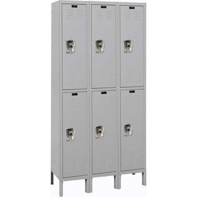 Hallowell URB3258-2A-PL Lockers; Locker Style: Horizontal ; Locker Configuration: 3-Wide ; Assembled: Yes ; Shelf Capacity: 0 ; Handle Type: Recessed ; Locker Material: Steel