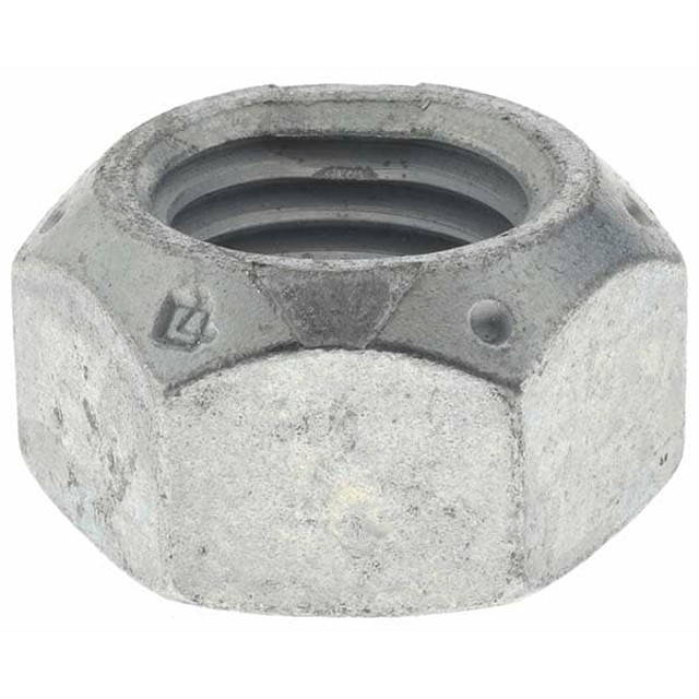 MSC KP66137-1 Hex Lock Nut: Distorted Thread, 1-1/8-7, Grade C Steel, Zinc-Plated with Wax