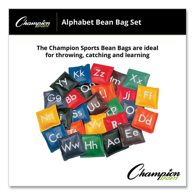 CHAMPION SPORT Sports AB55 Alphabet Bean Bag Set, Vinyl, Assorted Colors, 26/Box