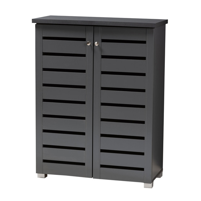 WHOLESALE INTERIORS, INC. 2721-9170 Baxton Studio Adalwin 2-Door Entryway Shoe Storage Cabinet, Dark Gray