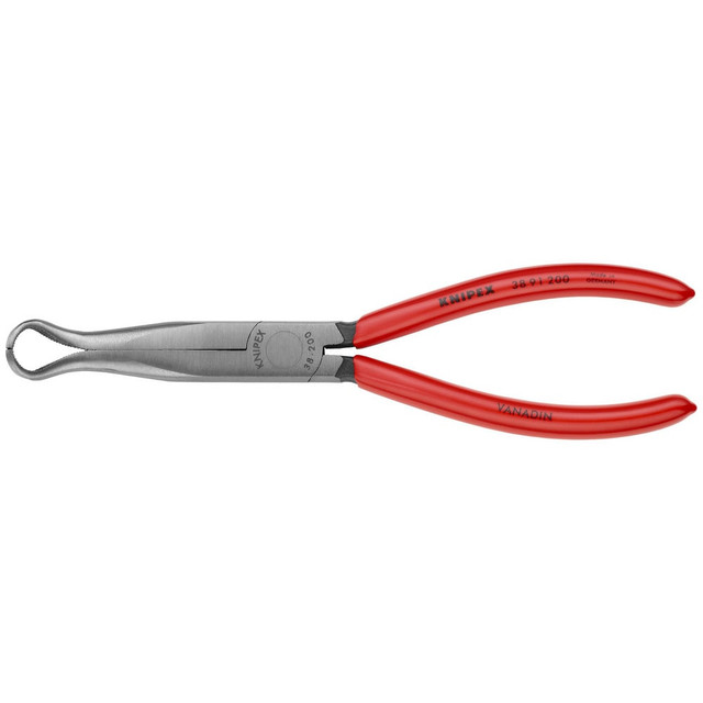 Knipex 38 91 200 Long Nose Pliers; Pliers Type: Mechanic's Pliers ; Jaw Texture: Crosshatch ; Jaw Length (Inch): 2-7/8 ; Jaw Width (Inch): 11/16 ; Jaw Bend: 0.113 ; Handle Type: Comfort Grip