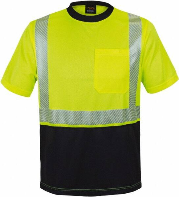 Reflective Apparel Factory 102CTLB5X Work Shirt: High-Visibility, 5X-Large, Polyester, Black & High-Visibility Lime, 1 Pocket