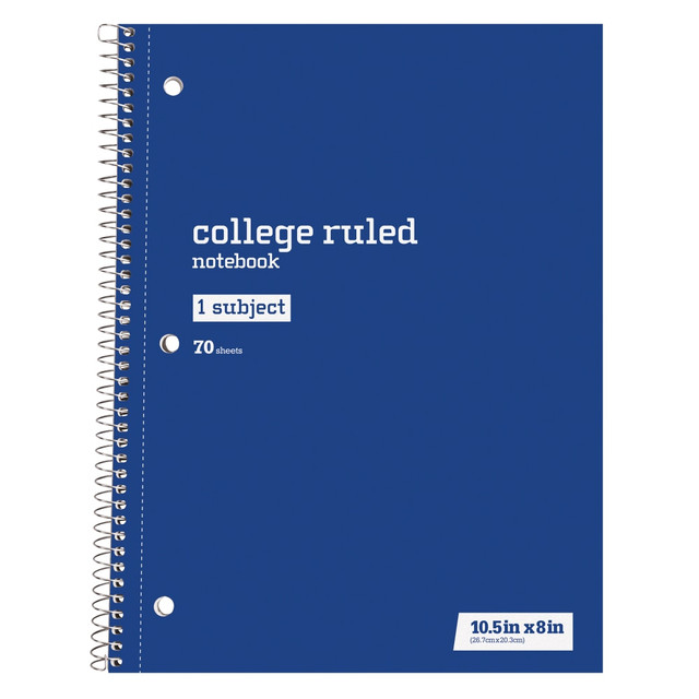 OFFICE DEPOT 43272-12 Just Basics Wirebound Notebook, 8in x 10-1/2in, College Ruled, 70 Sheets, Blue OFFICE DEPOT 43272-12 Just Basics Wirebound Notebook, 8in x 10-1/2in, College Ruled, 70 Sheets, Blue