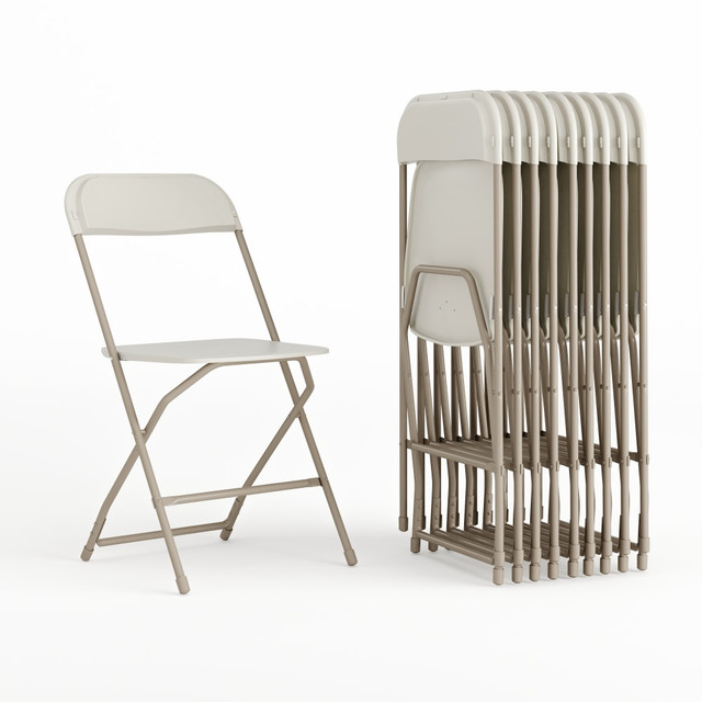 FLASH FURNITURE 10LEL3BEIGE HERCULES Series Premium Plastic Folding Chairs, Beige, Set Of 10 Chairs FLASH FURNITURE 10LEL3BEIGE HERCULES Series Premium Plastic Folding Chairs, Beige, Set Of 10 Chairs