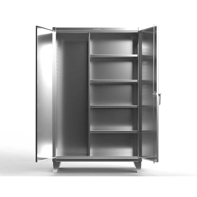 Strong Hold 66-BC-244-SS Storage Cabinets; Cabinet Type: Heavy-Duty Janitorial ; Cabinet Material: Stainless Steel ; Width (Inch): 72in ; Depth (Inch): 24in ; Cabinet Door Style: Solid ; Height (Inch): 78in