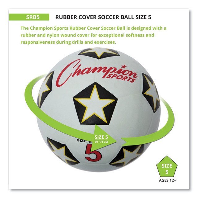 CHAMPION SPORT Sports SRB5 Rubber Sports Ball, Soccer, No. 5 Size, White/Black