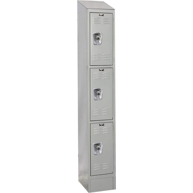 Hallowell URB1288-3ASB-PL Lockers; Locker Style: Horizontal ; Locker Configuration: 1-Wide ; Assembled: Yes ; Shelf Capacity: 0 ; Handle Type: Recessed ; Locker Material: Steel