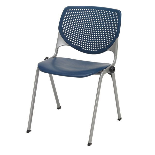 KFI FURNITURE, LLC CS2300-P03NAVY KFI Studios KOOL Stacking Chair With Casters, Navy/Silver