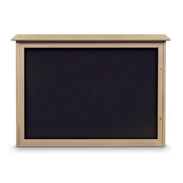 United Visual Products UVSD4836-SAND-R Enclosed Recycled Rubber Bulletin Board: 48" Wide, 36" High, Rubber, Black