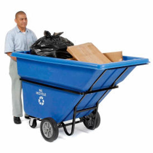 Global Industrial™ Extra HD Plastic Recycling Tilt Truck 1 Cu. Yd. Cap 2100 Lbs. Cap Blue p/n 242097