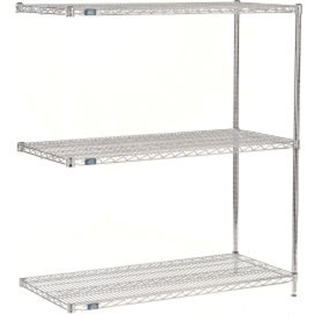 Global Industrial Nexel® 3 Shelf Chrome Wire Shelving Unit Add On 72""W x 24""D x 34""H p/n B3124350