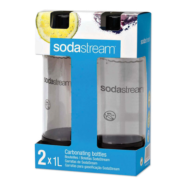 PEPSICO SodaStream® 1042221010 Carbonating Bottle Twin Pack, Plastic, 33 oz, Clear/Black