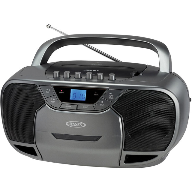 SPECTRA - JENSEN CD-590-GR JENSEN CD-590-GR Radio/CD Player/Cassette Recorder Boombox - 1 x Disc Integrated Stereo Speaker - Gray, Black LCD - CD-DA, MP3 - Auxiliary Input