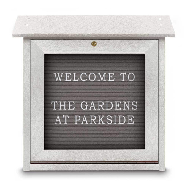 United Visual Products UVDSSM1818LB-WH Enclosed Letter Board: 18" Wide, 18" High, Fabric, Gray