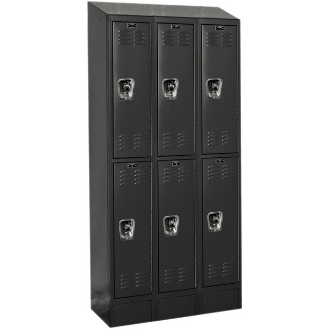 Hallowell URB3288-2ASB-ME Lockers; Locker Style: Horizontal ; Locker Configuration: 3-Wide ; Assembled: Yes ; Shelf Capacity: 0 ; Handle Type: Recessed ; Locker Material: Steel