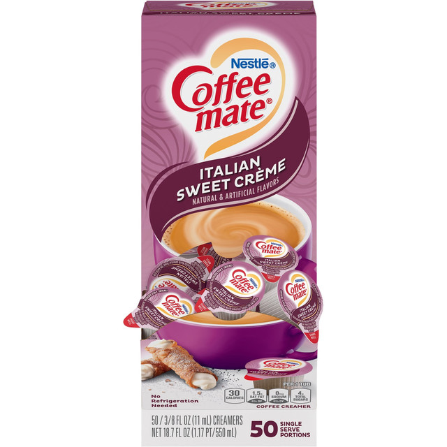 NESTLE WATERS NORTH AMERICA 84652 Nestle Coffee-mate Liquid Creamer, Italian Sweet Creme Flavor, 0.375 Oz Single Serve x 50