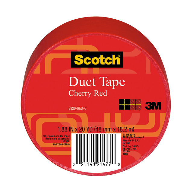 3M CO Scotch 920-RED-C  Colored Duct Tape, 1 7/8in x 20 Yd., Red