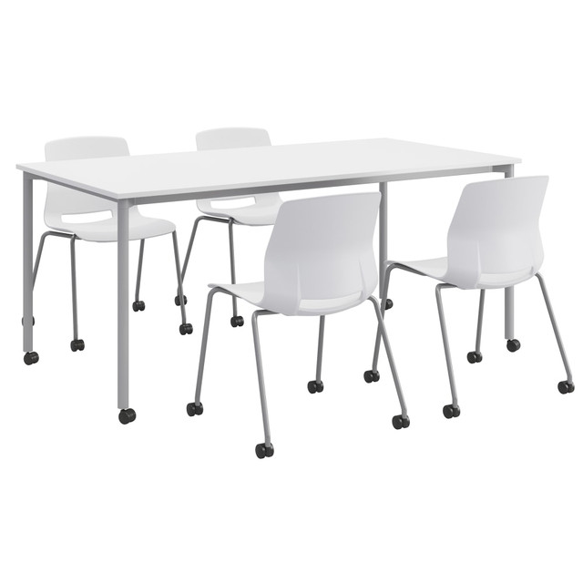 KENTUCKIANA FOAM INC KFI Studios 840031923783  Dailey Table And 4 Chairs, With Caster, White/Silver Table, White/Silver Chairs