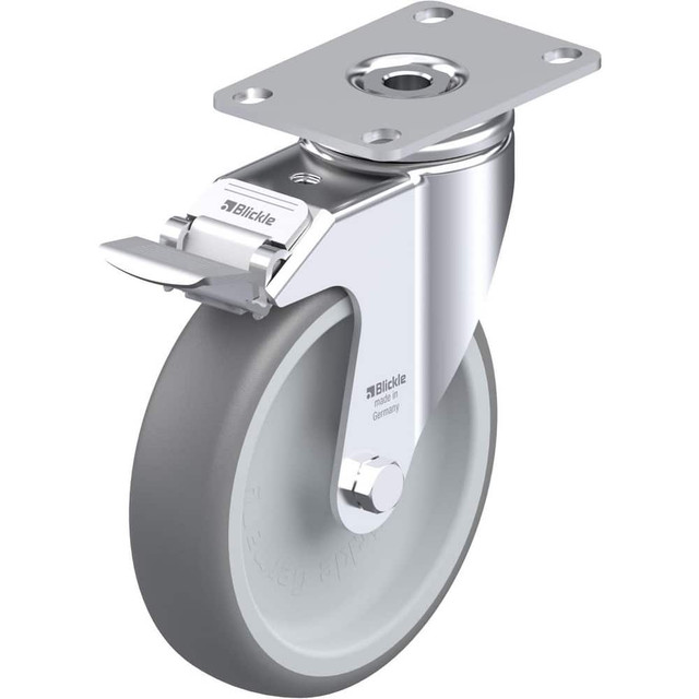 Blickle 910429 Top Plate Casters; Mount Type: Plate ; Number of Wheels: 1.000 ; Wheel Diameter (Inch): 5 ; Wheel Material: Rubber ; Wheel Width (Inch): 1-1/4 ; Wheel Color: Gray