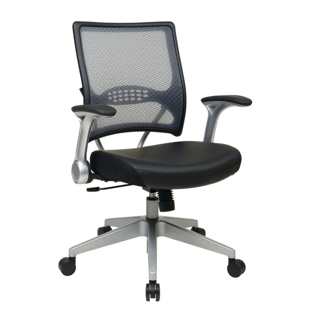 OFFICE STAR PRODUCTS 67-E36N61R5 Office Star Space Seating 67 Series Ergonomic Air Grid/Bonded Leather Mid-Back Chair, Black