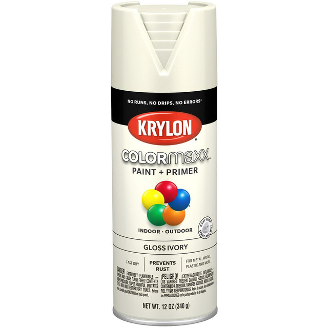 Krylon K05524007 Spray Paints; Product Type: Acrylic Enamel ; Type: Acrylic Enamel Spray Paint ; Color: Ivory ; Finish: Gloss ; Color Family: White ; Container Size (oz.): 12.000