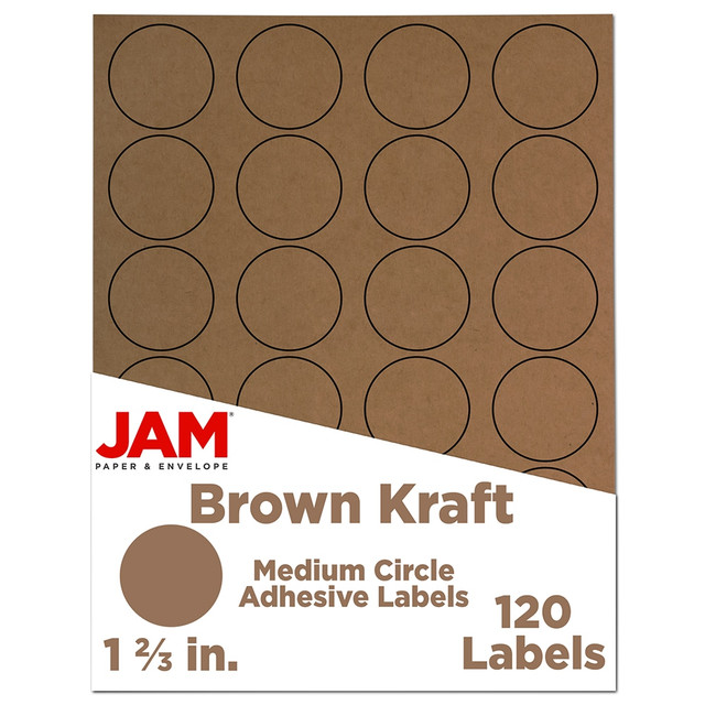 JAM PAPER AND ENVELOPE 3147612192 JAM Paper Circle Label Sticker Seals, 1 2/3in, Brown Kraft, Pack Of 120 JAM PAPER AND ENVELOPE 3147612192 JAM Paper Circle Label Sticker Seals, 1 2/3in, Brown Kraft, Pack Of 120