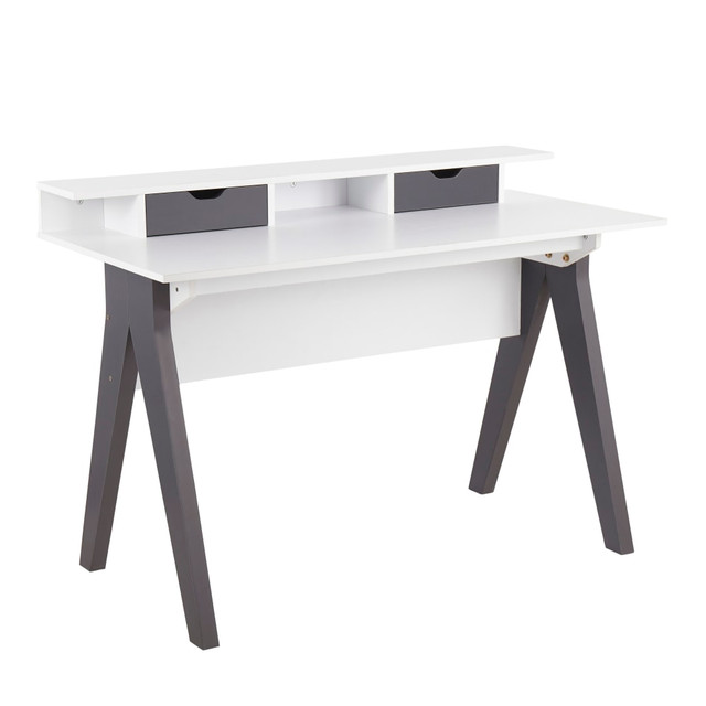 LUMISOURCE, LLC OFD-WISH GYW LumiSource Wishbone 48inW Computer Desk, Gray/White LUMISOURCE, LLC OFD-WISH GYW LumiSource Wishbone 48inW Computer Desk, Gray/White
