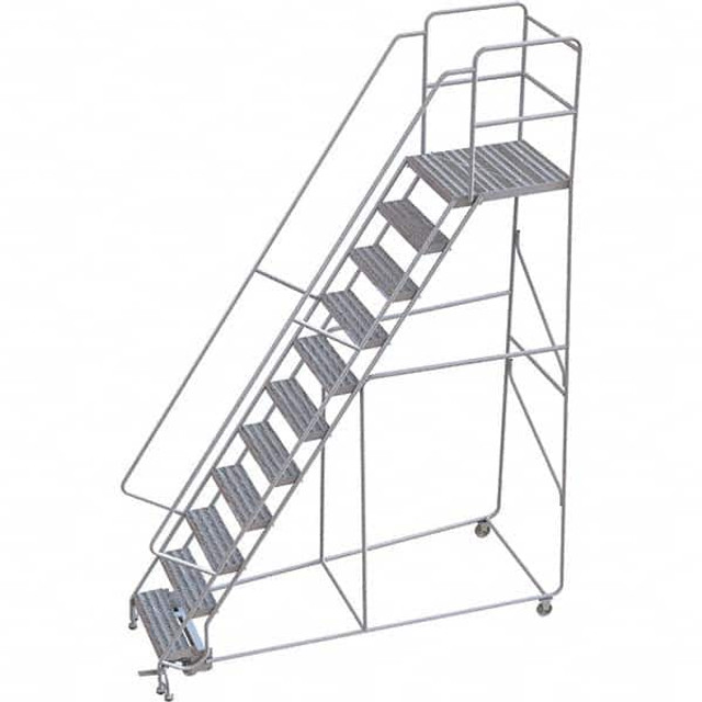 TRI-ARC WLAR111244-D5 Aluminum Rolling Ladder: 11 Step