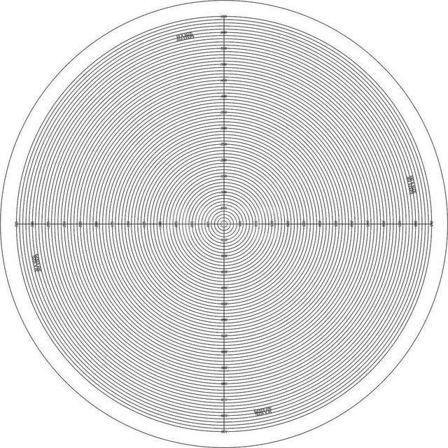 Suburban Tool OC6 13-3/4 Inch Diameter, Radius, Mylar Optical Comparator Chart and Reticle