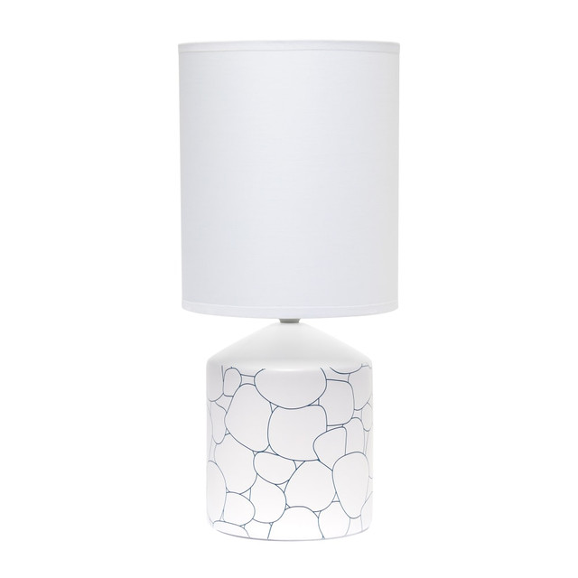 ALL THE RAGES INC Simple Designs LT2077-STO  Fresh Prints Table Lamp, 18-1/2inH, White Shade/White With Blue Stone Pattern Base