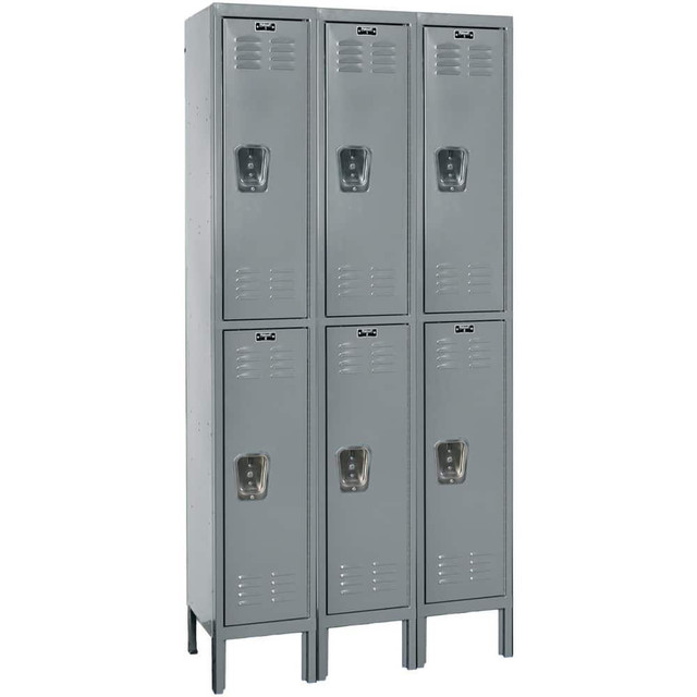 Hallowell U3548-2HG Lockers; Locker Style: Horizontal ; Locker Configuration: 3-Wide ; Assembled: No ; Shelf Capacity: 0 ; Handle Type: Recessed ; Locker Material: Steel