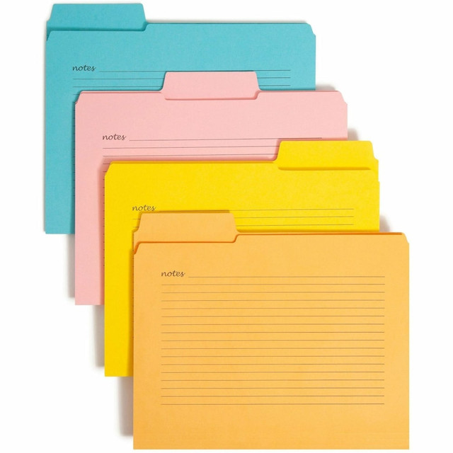 SMEAD MFG CO 11974 Smead SuperTab Notes Fastener Folder, Letter Size (8 1/2in x 11in), 1/3 Tab Cut, Assorted, Pack Of 24