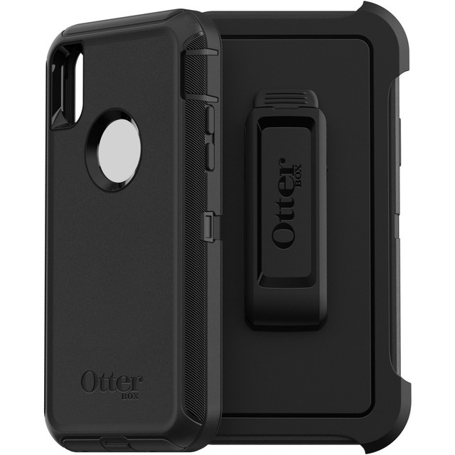 OTTER PRODUCTS LLC 77-59464 OtterBox Defender Carrying Case (Holster) Apple iPhone X, iPhone XS Smartphone - Black - Drop Resistant, Dust Proof Port, Dirt Resistant Port, Lint Resistant Port, Impact Resistant - Belt Clip