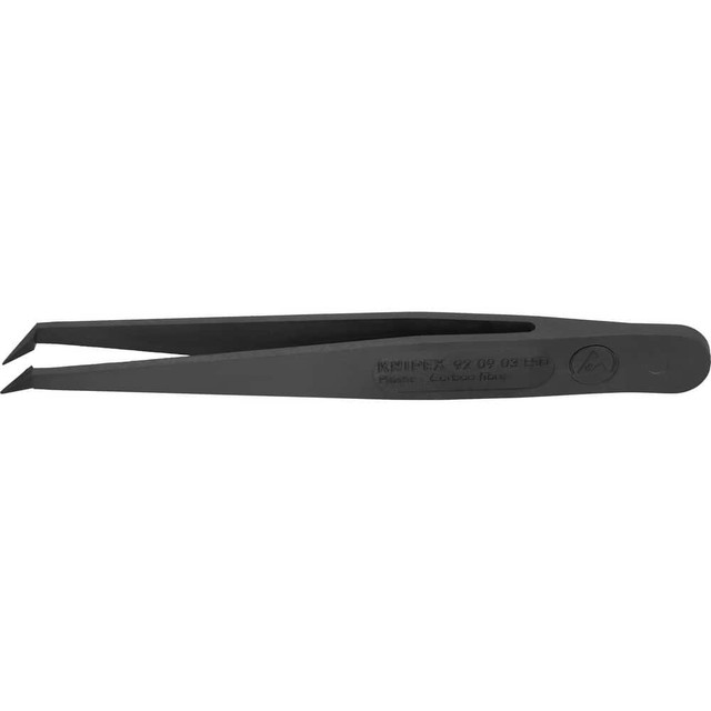 Knipex 92 09 03 ESD Tweezers; Tweezer Type: ESD Safe ; Pattern: Smooth Pointed Tip and Serrated Bent Tip ; Material: Plastic ; Tip Type: Pointed; Angled ; Tip Shape: Pointed ; Overall Length (Inch): 4-1/2in