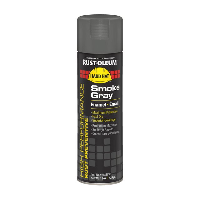 RUST-OLEUM CORPORATION V2188838 Rust-Oleum Hard Hat High Performance V2100 System Rust Preventive Enamel Spray Paint, 15 Oz, Gloss Smoke Gray, Case Of 6 Cans