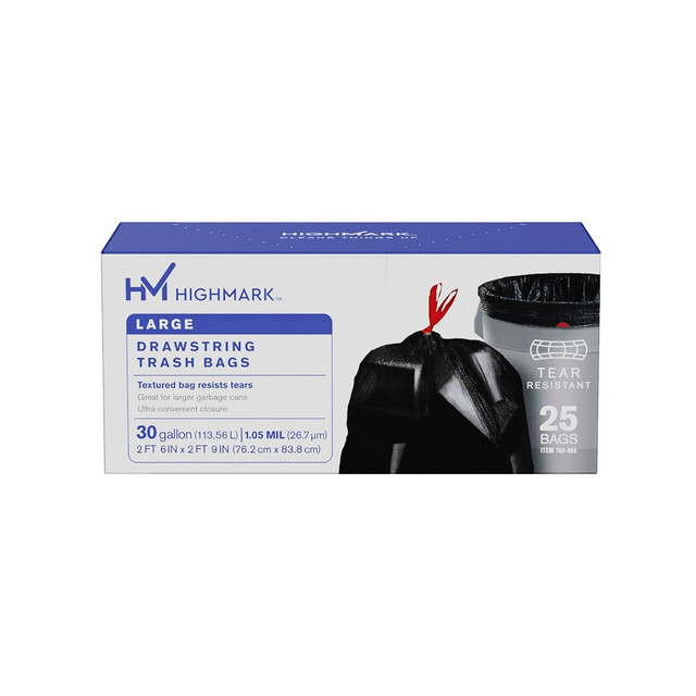 Tough and durable for your home and office, Highmark trash bags are an everyday item you need more than you realize. These trash bags are a staple for any environment and can hold a large of amount waste.  Highmark bags are made from plastic to resist tears and spills.  Tear resistant textured bags.
