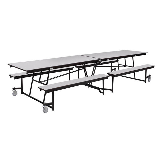 NATIONAL PUBLIC SEATING CORP MTFB12-MDPEPCGYGY National Public Seating 12ft Rectangle Mobile Cafeteria Table With Benches, Gray Nebula NATIONAL PUBLIC SEATING CORP MTFB12-MDPEPCGYGY National Public Seating 12ft Rectangle Mobile Cafeteria Table With Benches, Gray Nebula