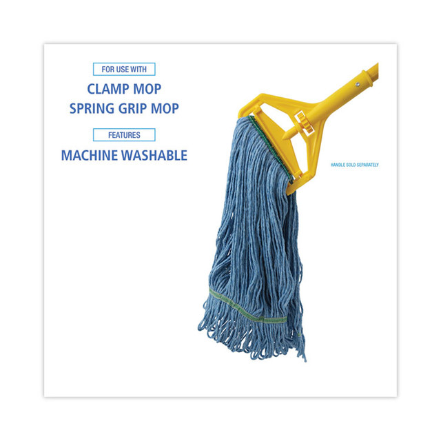 BOARDWALK 502BLNB Super Loop Wet Mop Head, Cotton/Synthetic Fiber, 1" Headband, Medium Size, Blue