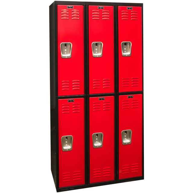 Hallowell U3282-2MR Lockers; Locker Style: Horizontal ; Locker Configuration: 3-Wide ; Assembled: No ; Shelf Capacity: 0 ; Handle Type: Recessed ; Locker Material: Steel