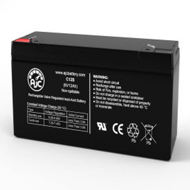 Battery Clerk LLC AJC® Emergi-Lite 6LSM5 Emergency Light Replacement Battery 12Ah 6V F1 p/n AJC-C12S-V-0-187466