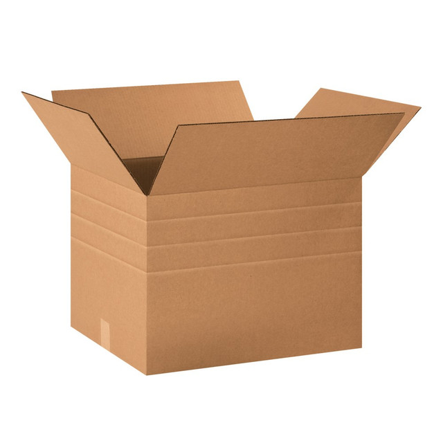 B O X MANAGEMENT, INC. Partners Brand MD181412  Multi-Depth Corrugated Boxes, 18in x 14in x 12in, Kraft, Bundle Of 25 Boxes