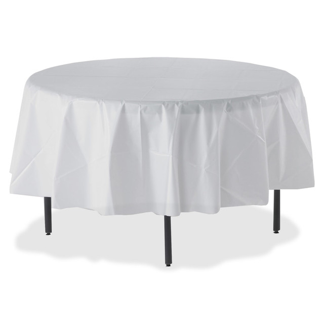 SPARCO PRODUCTS-OBS 10330CT Genuine Joe Plastic Round Tablecovers - 84in Diameter - Plastic - White - 24 / Carton