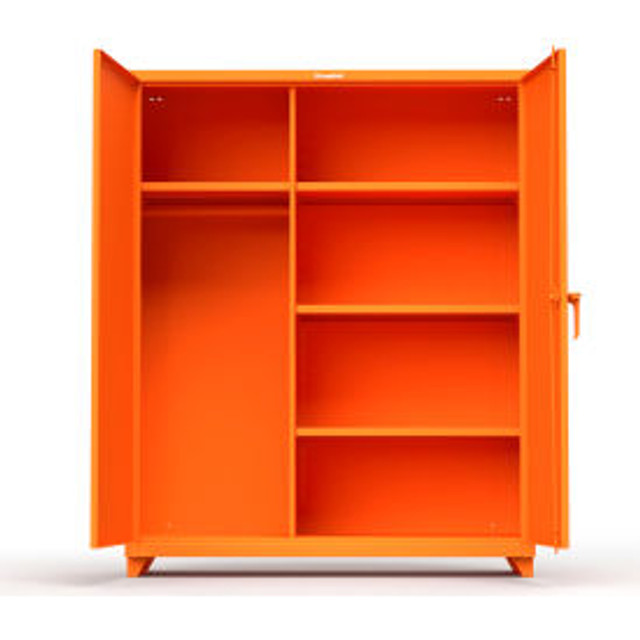 Strong Hold Products Stronghold Industrial Uniform Cabinet with 4 Shelves 60""W x 24""D x 75""H  Orange p/n 56-W-244-L-RAL2009