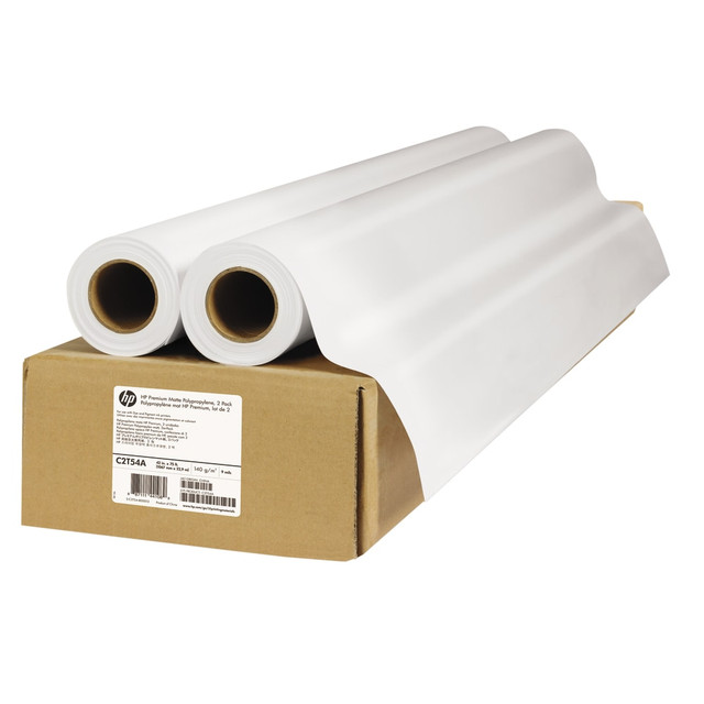 BRAND MANAGEMENT GROUP, LLC C2T54A HP Premium Matte Polypropylene, 42in x 75ft, 52 Lb, Carton Of 2 Rolls